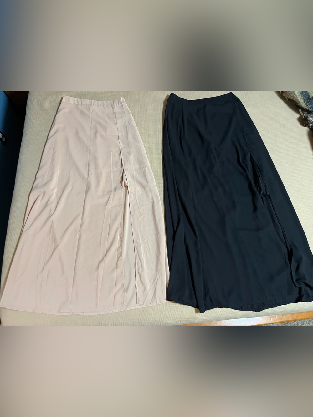 2 Women's high waist Maxi Skirts - Blush Pink and Black. Both size Medium.